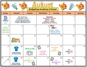 ✨August 2025 Activity Calendar ✨ ✨Welcome back Bulldogs!✨